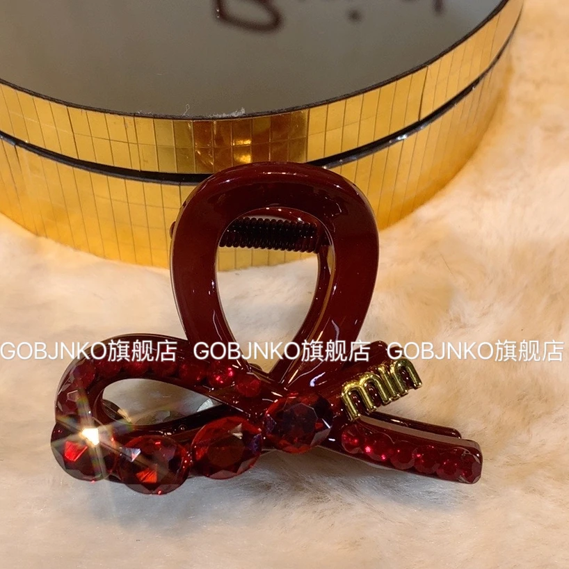 GOBJNKO新年红色抓夹6厘米中号抓夹气质百搭复古红色简约ins发饰
