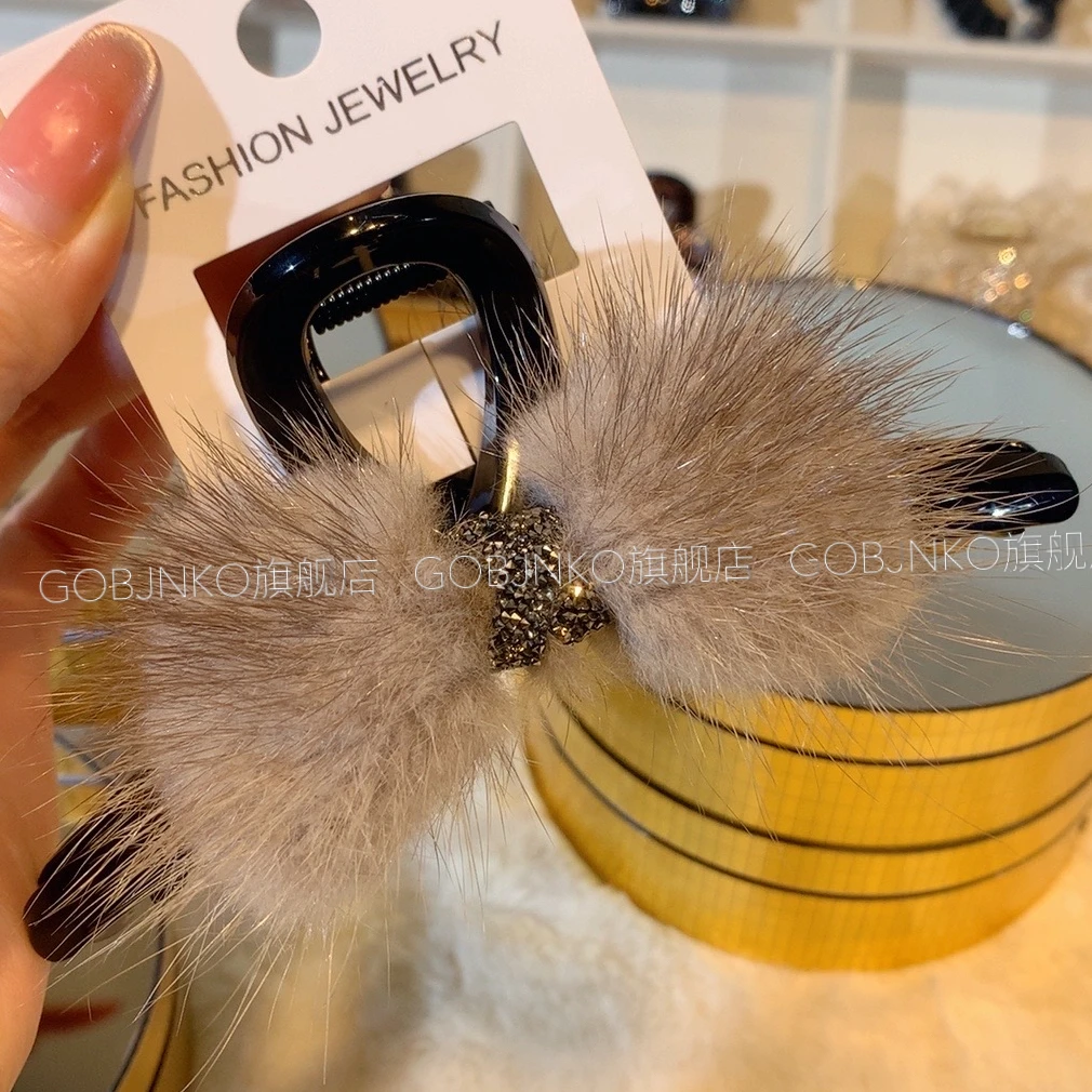 GOBJNKO韩版毛绒大抓夹11厘米气质秋冬抓子网红时尚可爱百搭简约