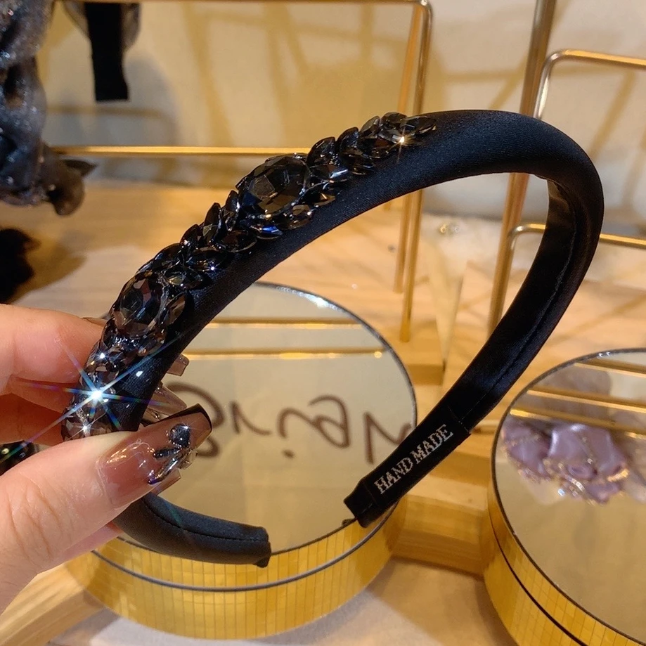 高卢顶细边发箍气质百搭黑色简约头箍麦穗设计