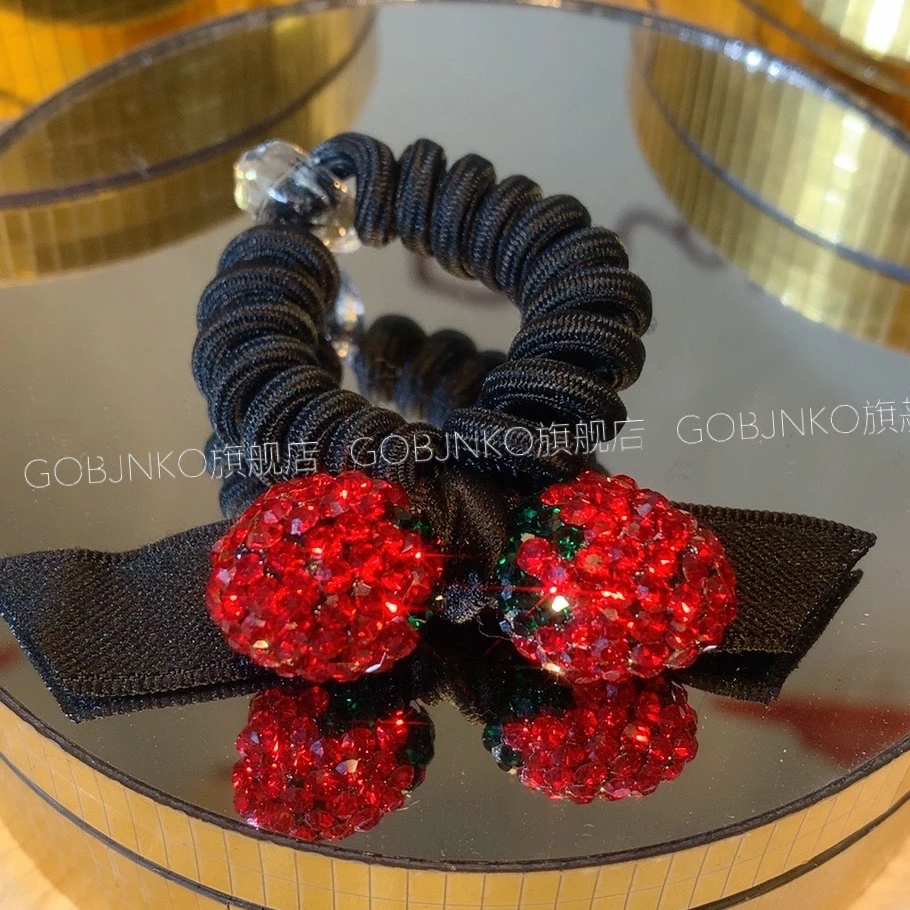 GOBJNKO韩版可爱草莓头绳气质轻奢发绳时尚百搭简约高弹力皮筋