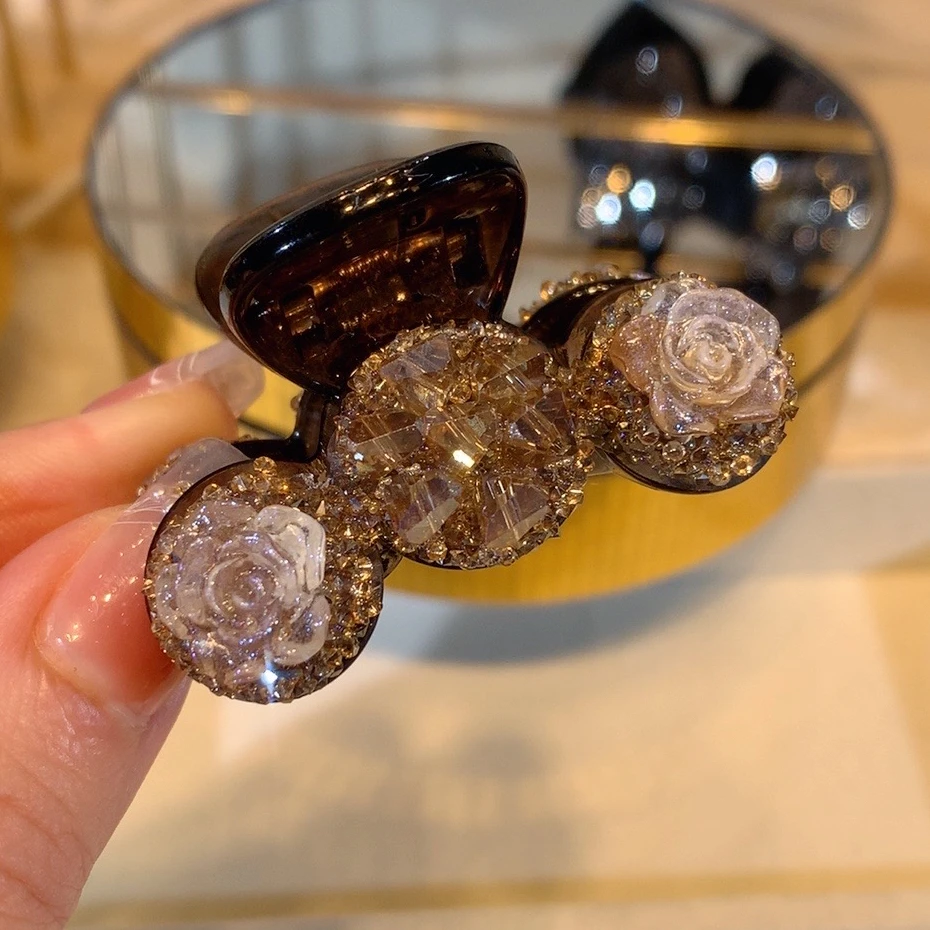 韩版玫瑰花4厘米小抓夹刘海小夹子发夹气质轻奢可爱头饰发饰精致
