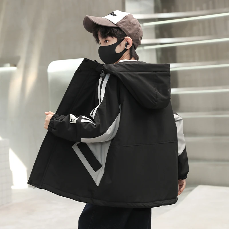男童加厚外套秋冬款2023新款中大童冬季夹棉派克服炸街男孩上衣