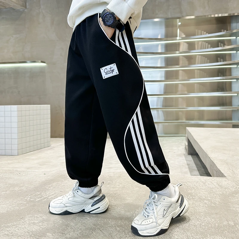 儿童男童秋装裤子2023新款中大童春秋冬款男孩6-12岁运动加绒秋季