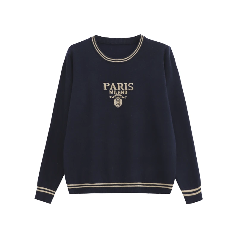 LL·MOD·GD巴黎字母秋冬新款针织套头宽松百搭羊毛衫10051