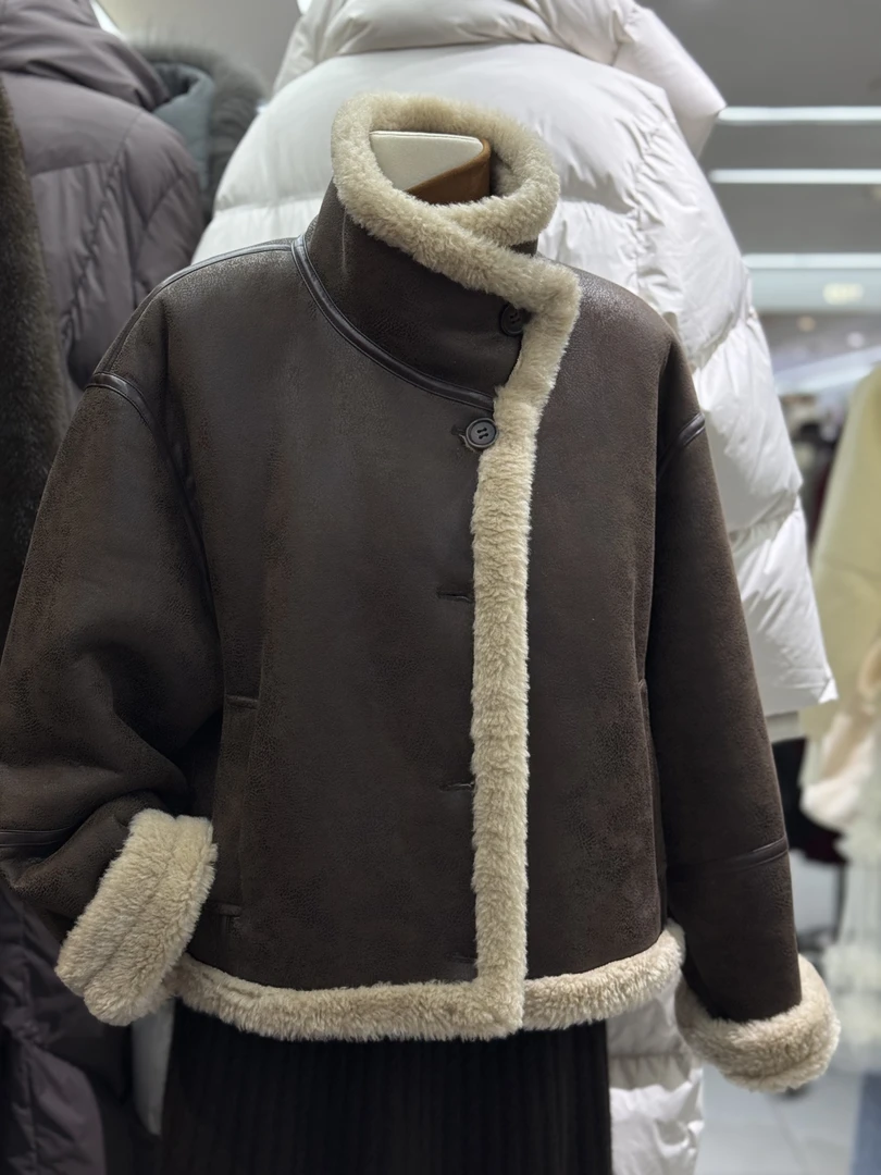 PU TIAN（3087#库） 韩版气质百搭拼接复古短款外套 KC