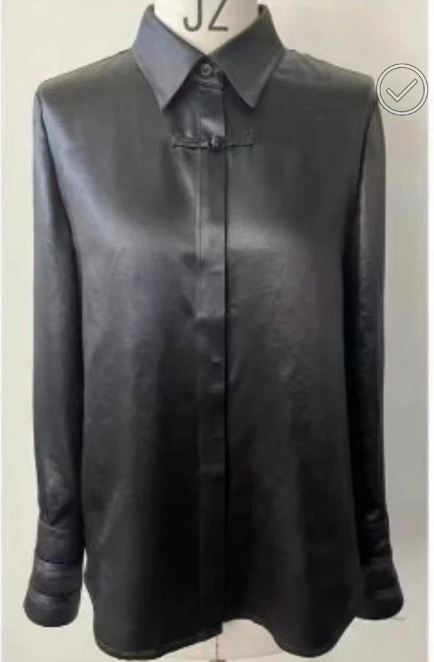 PU TIAN（917#库）翻领气质百搭缎面上衣    KC