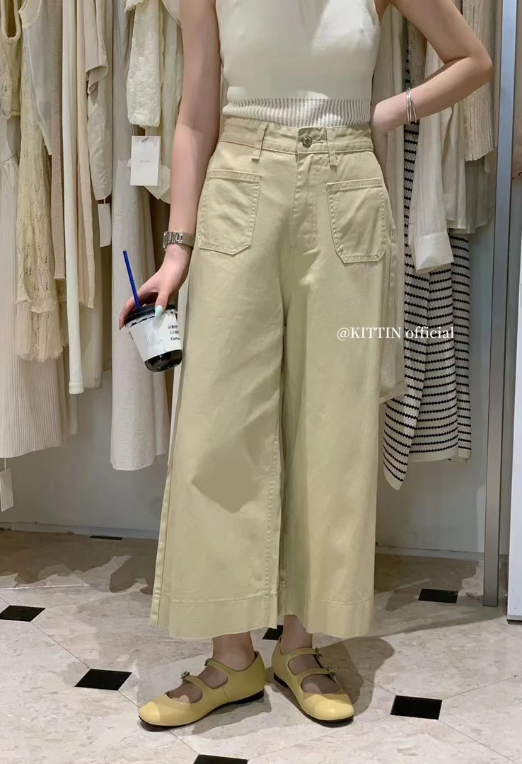 KITTIN  (9020#库) 宽松气质牛仔阔腿裤kc