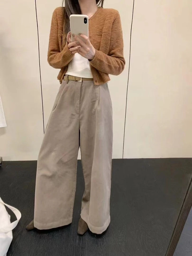 IU（2871 #库）显瘦高腰直筒灯芯绒复古裤子 KC