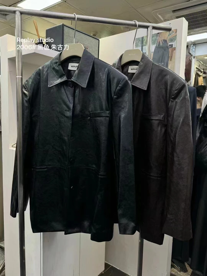 Replay（2006#库）潮流气质翻领皮衣 KC