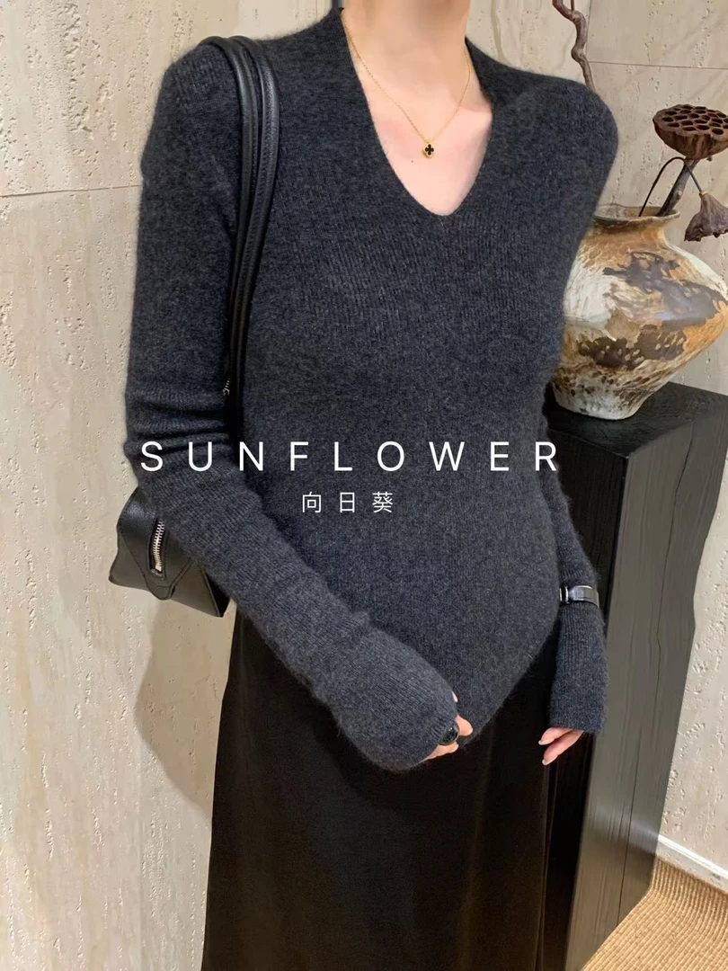 SUN（815#库）气质打底修身不规则上衣 KC