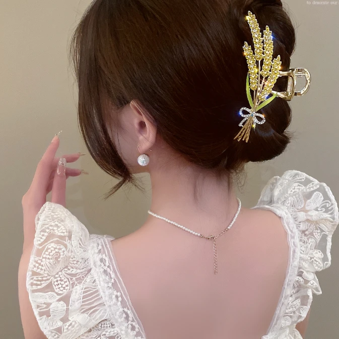 2024年新款麦穗头发夹子头饰发夹女后脑勺发抓夹大麦大号鲨鱼夹