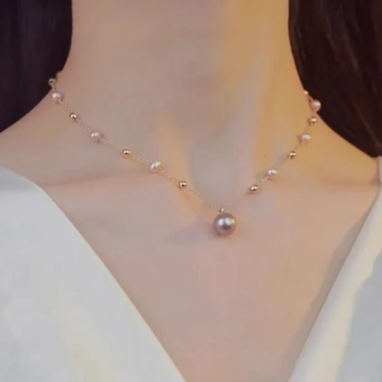 铁合金亚克力项链 施家贝珠项链女轻奢小众设计感高级小米珠锁骨