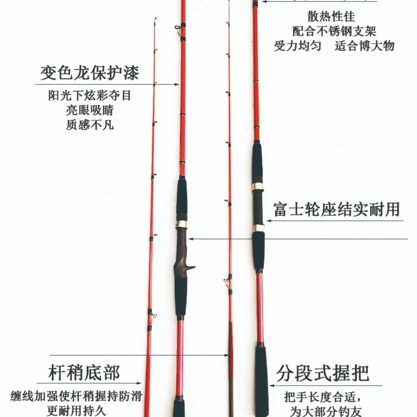 近海船钓竿 1.8米2.1米实心富士款软硬双杆稍饵重50-500克