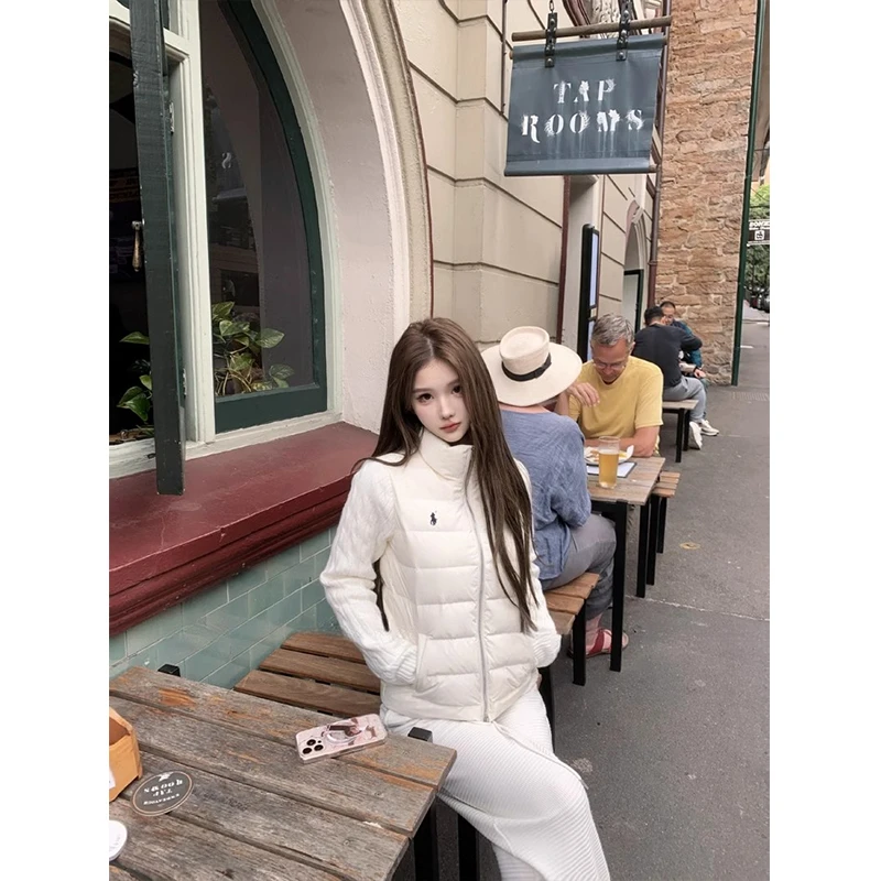 白月光系列~私下很爱穿！半永久羽绒服袖子毛织拼接白鸭绒外套