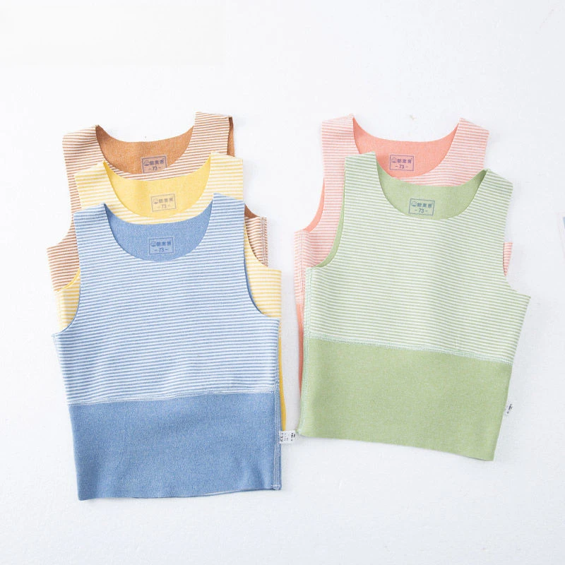 婴儿弹力德绒保暖背心秋冬季护肚男女宝宝儿童贴身无骨打底无袖