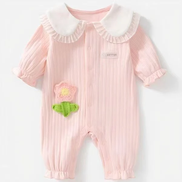 婴儿衣服春装新生女宝宝连体衣满月百天公主超萌外出哈衣爬服纯棉