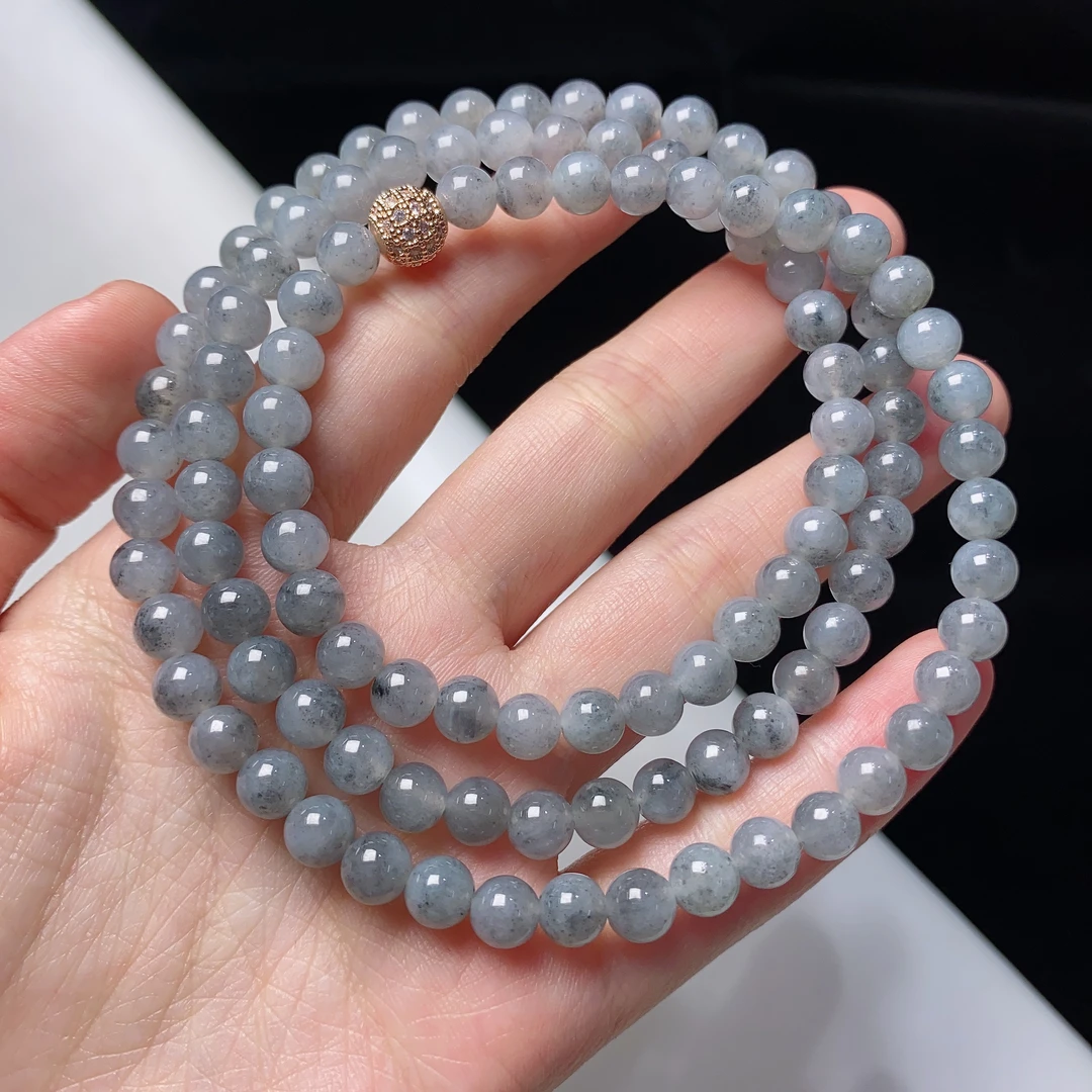 缅甸天然a货翡翠冰种乌鸡项链卡5.8mm女士妈妈