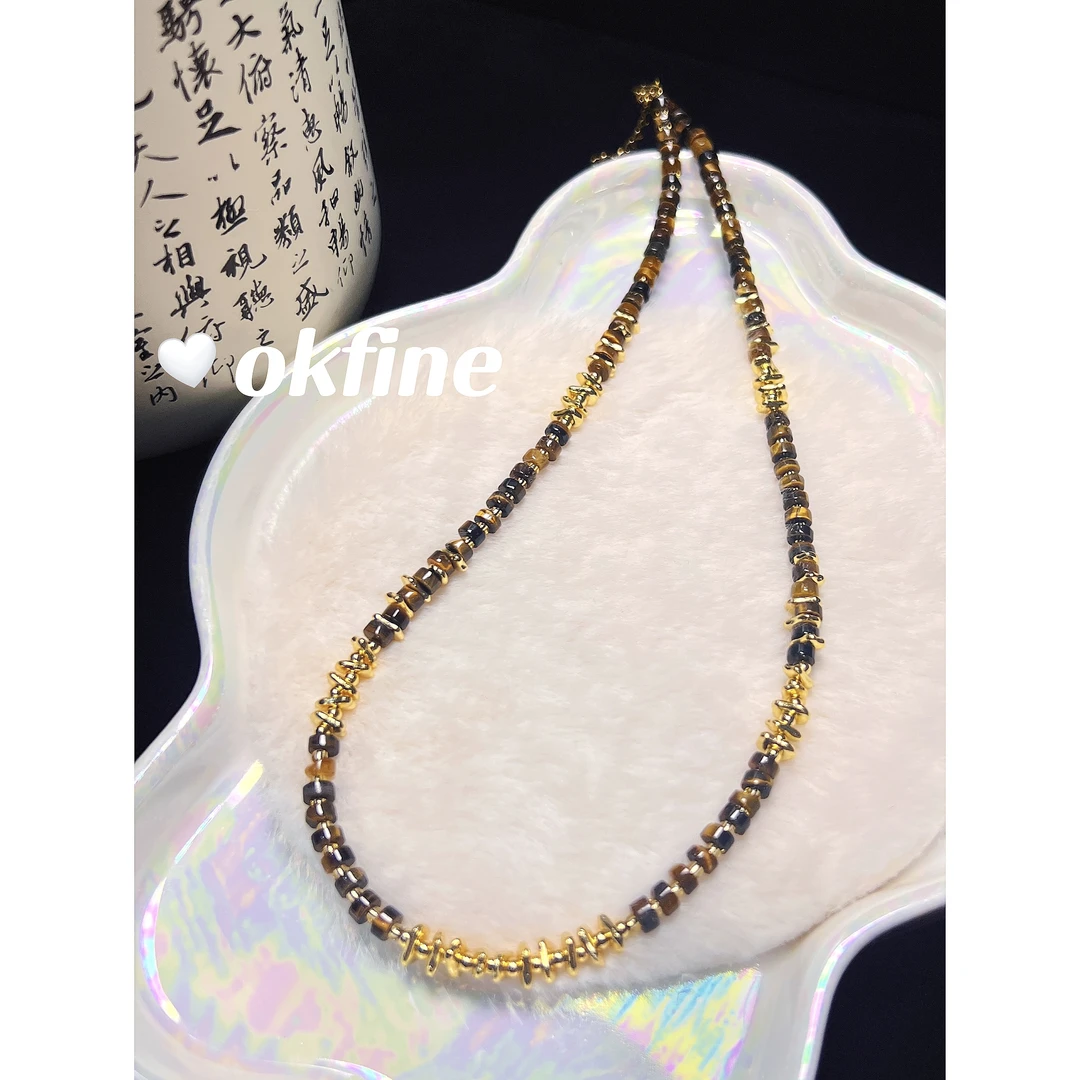 铜合金花岗石项链 2053  OKFINE 棕色秋冬气质轻奢时尚百搭项链
