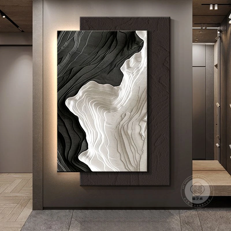 高级感立体浮雕肌理砂岩画玄关装饰画简约现代客厅沙发背景墙挂画