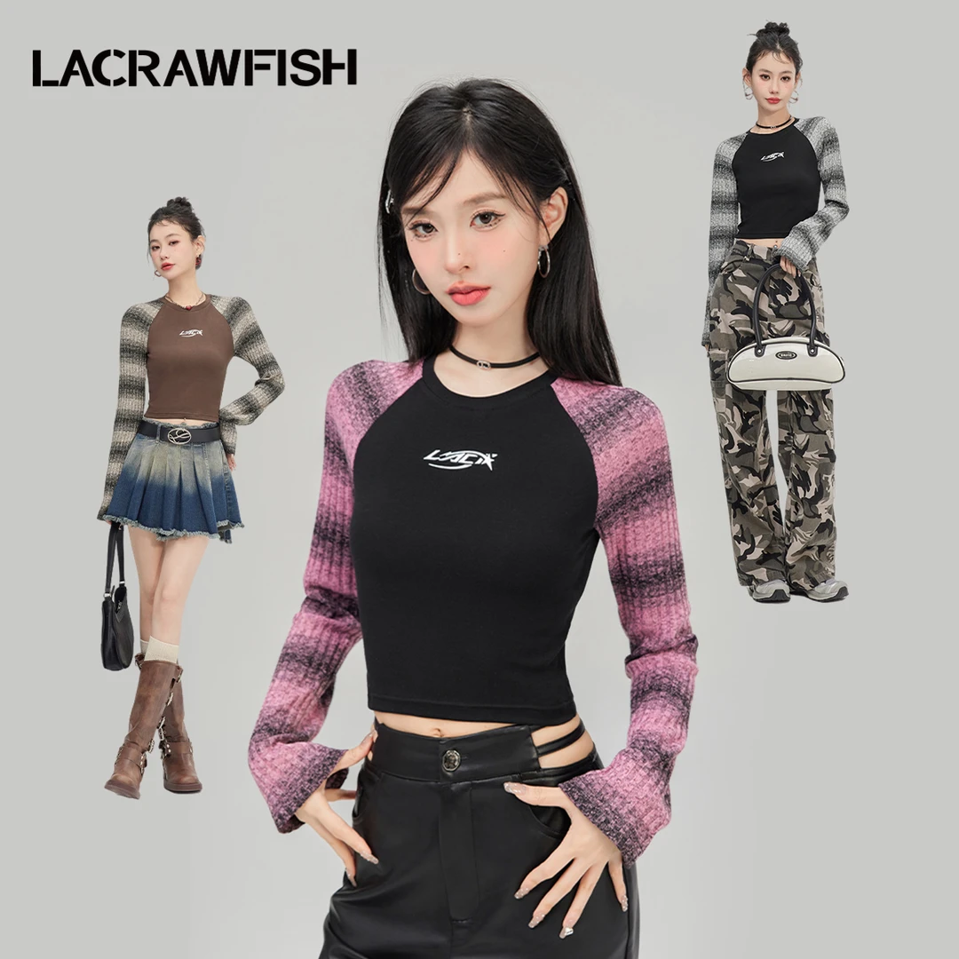 【金拐子专属】LA CRAWFISH美式插肩袖撞色拼接长袖T恤 DCT027