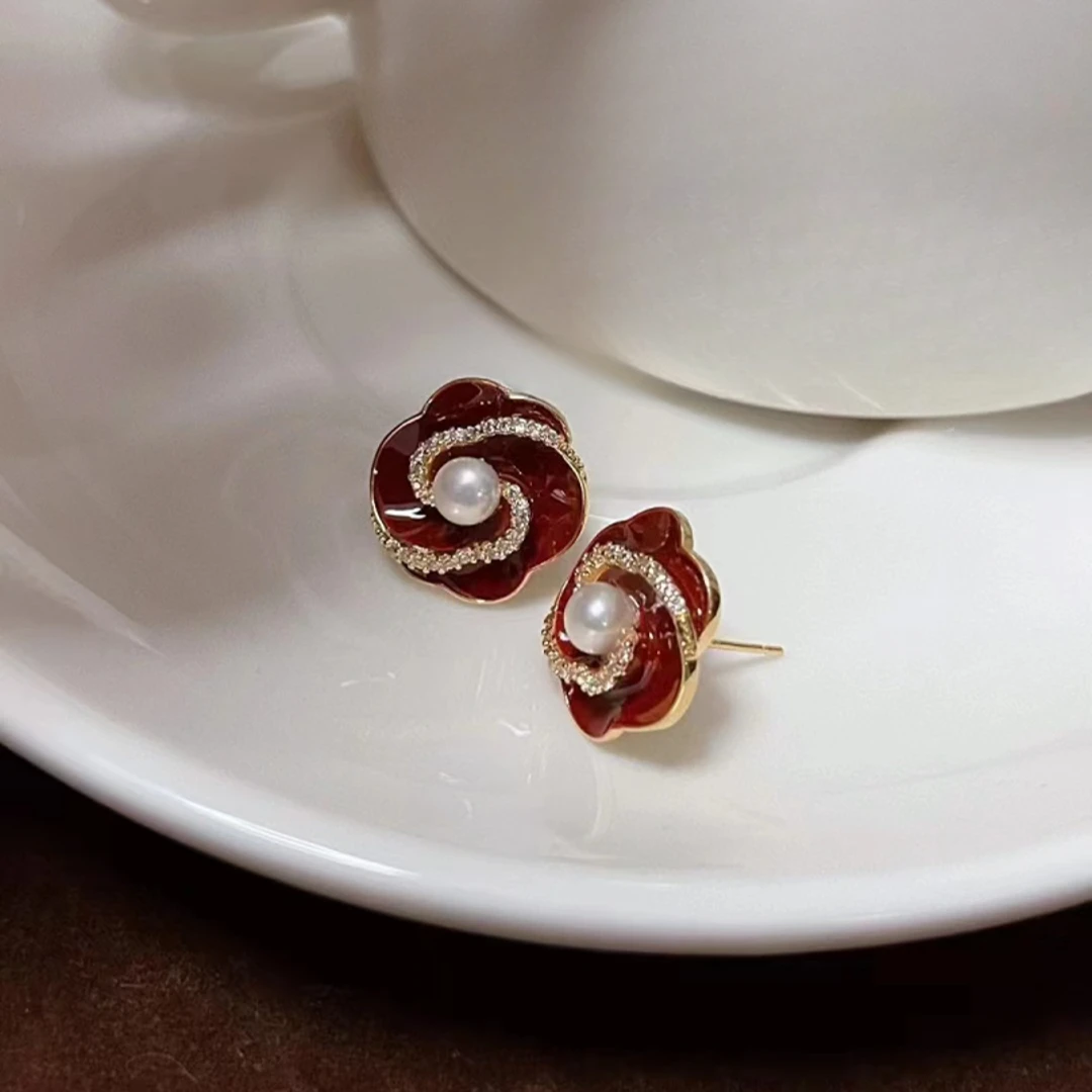 淡水珍珠 复古百搭花瓣珍珠耳钉