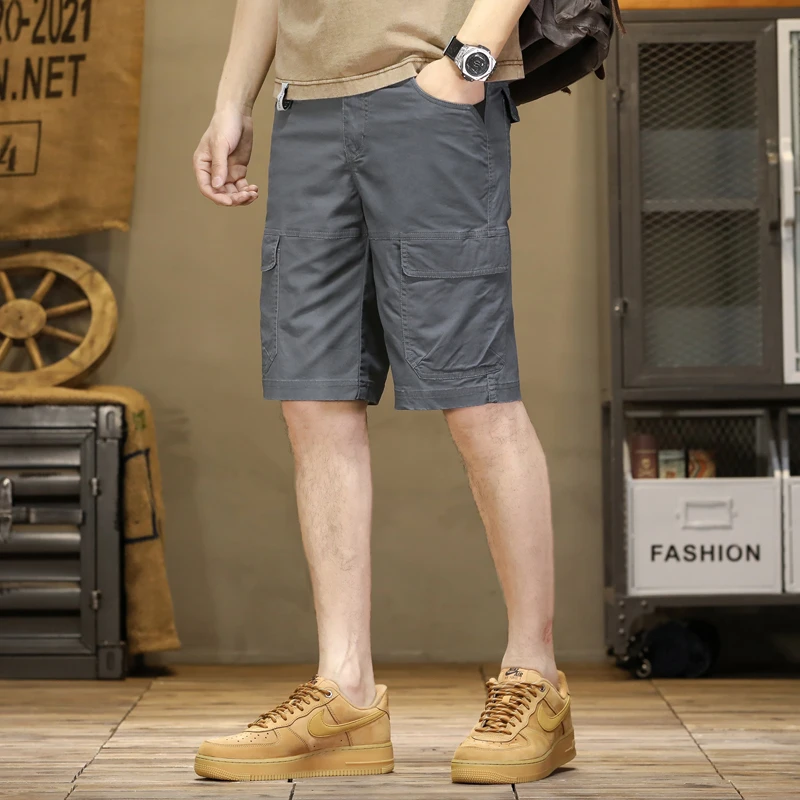 夏季男士多口袋短裤商务休闲五分裤直筒工装短裤男薄款大口袋裤子