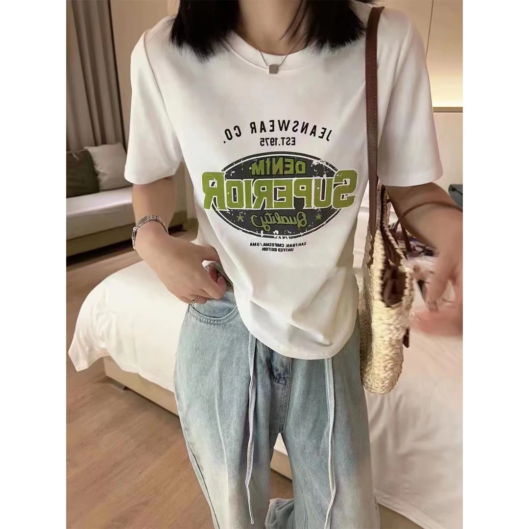 25555春夏新款显瘦时尚休闲卡通圆领百搭短袖T恤【衣长64】