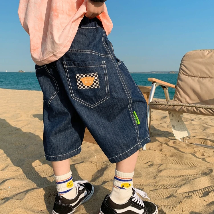 男童夏装牛仔裤七分裤微弹不掉色薄款中裤儿童2024新款夏季短裤子