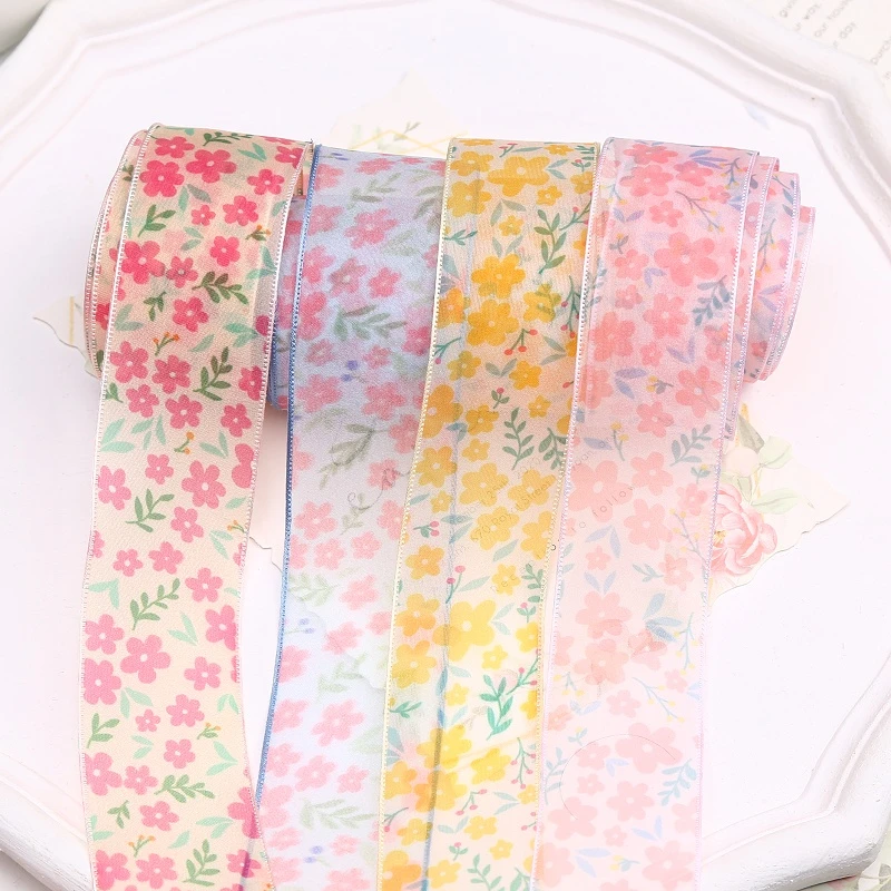 韩版小碎花纱带手工diy小清新蝴蝶结发夹发饰材料饰品包装辅料