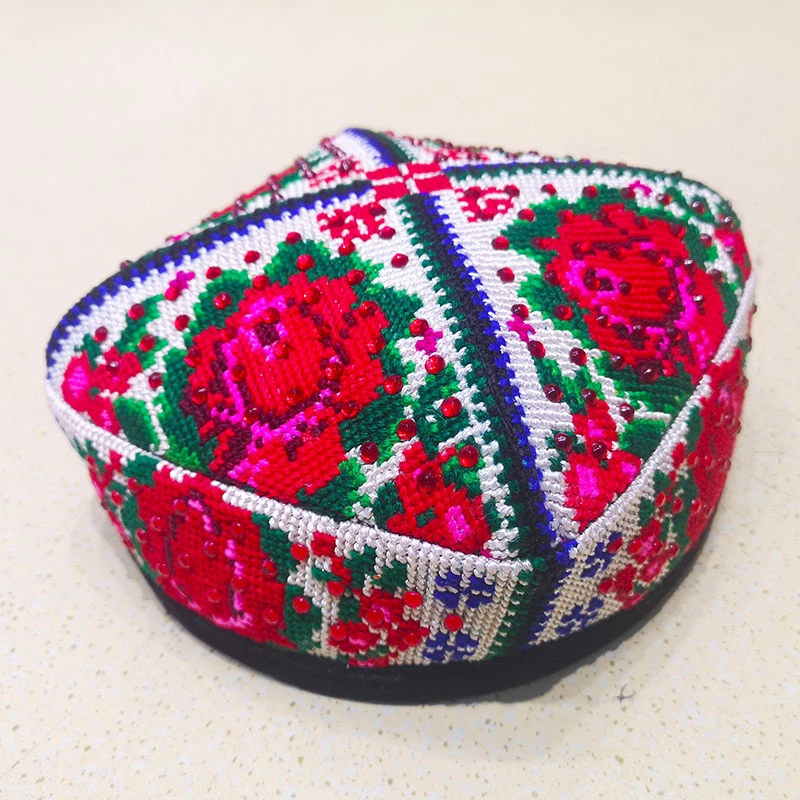 21新疆维吾尔族舞蹈演出头饰玫瑰花地毯帽花帽子另买辫子