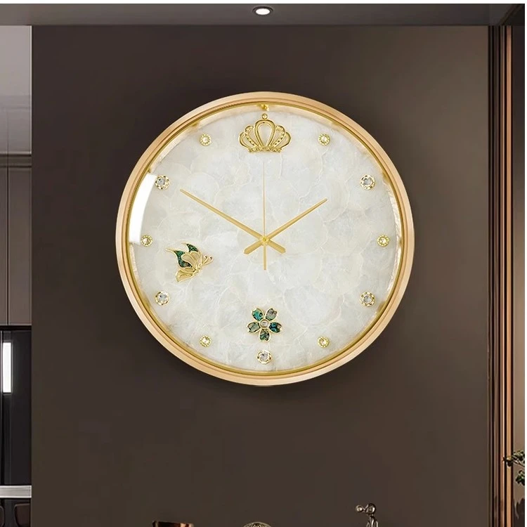 简约轻奢挂钟现代静音时钟家用客厅创意时尚圆形表挂墙石英钟大气