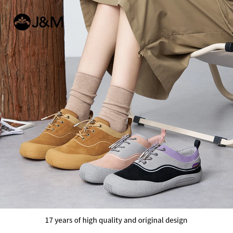 J&M/快乐玛丽2025年撞色运动单鞋百搭复古女鞋低帮平底韩版65903W