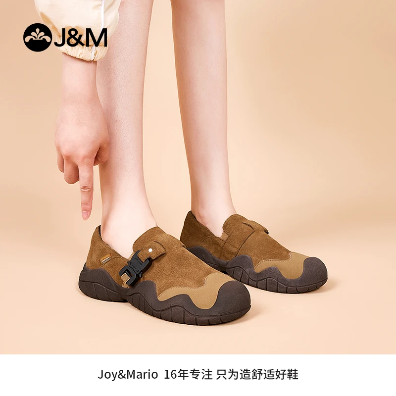 J&M/快乐玛丽2023秋户外运动休闲鞋女舒适软底一脚蹬徒步鞋65576W