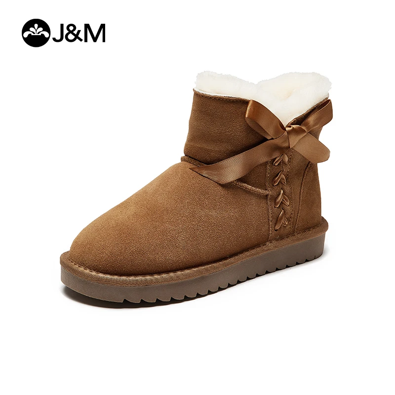 J&M/快乐玛丽2022年冬季新款雪地靴加绒加厚蝴蝶结女靴保暖96082W