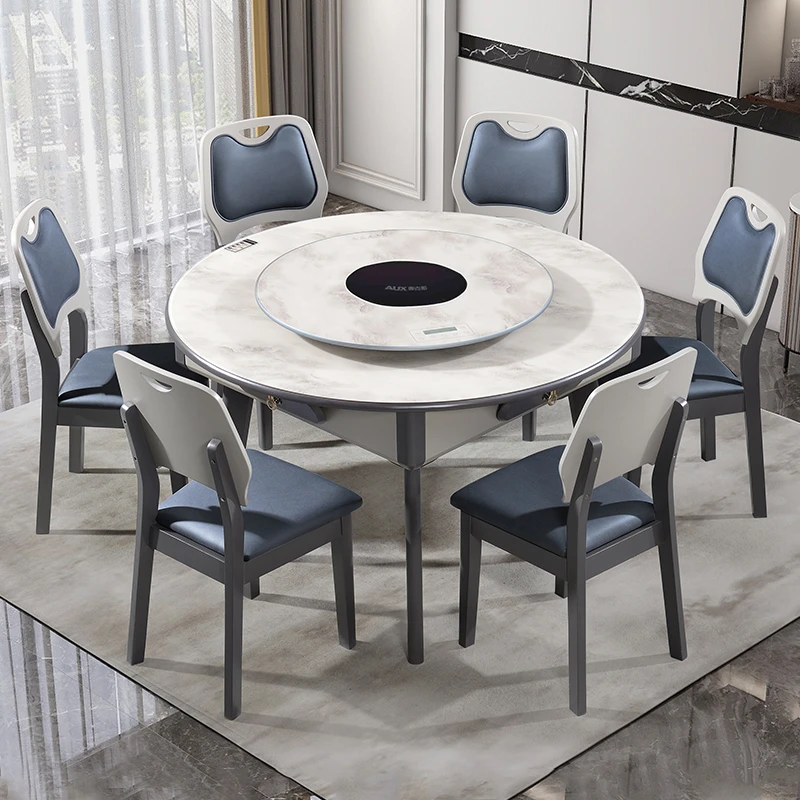 电磁炉电动多功能家用麻将桌实木优质全自动低音麻将机餐桌一体