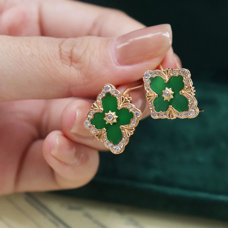 铜合金耳饰 00007——7-12   彩色 【四叶草耳饰】百搭小众气质&YPYJE