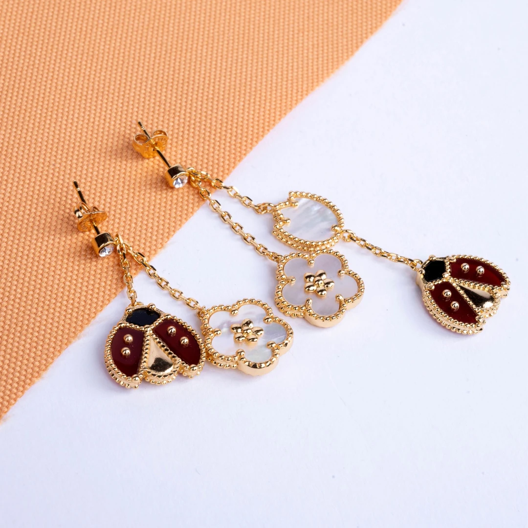 铜合金耳饰 00179     欧美 【七星瓢虫耳饰】不对称小众气质&YPYJE