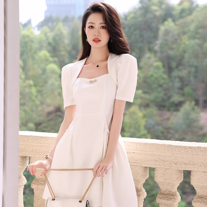 【简颜之】20397性感显身材高冷御姐风连衣裙修身显瘦高腰方领