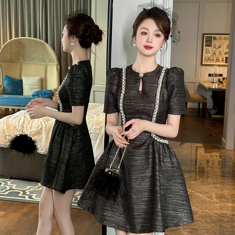 21316气质宫廷风法式重工高级感轻奢收腰显瘦裙子女