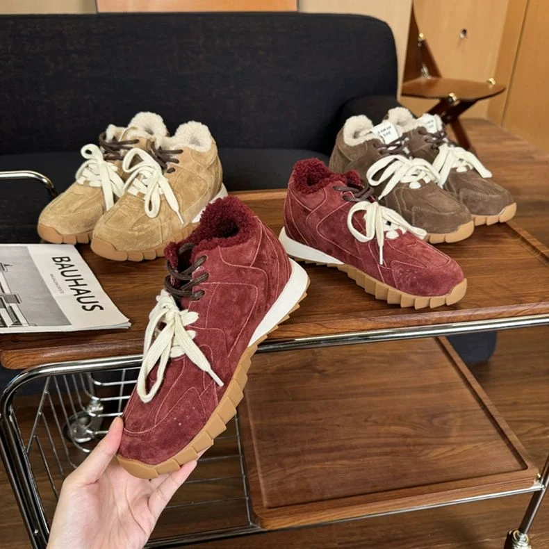 7.5CM厚底内增高德训鞋女2024新款小个子加绒棉鞋休闲鞋冬天鞋子