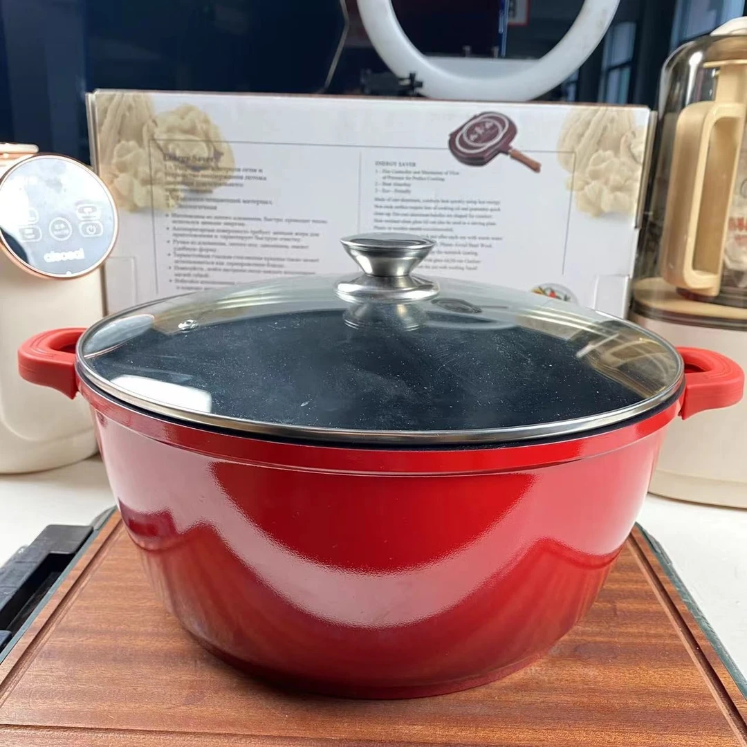 珐琅锅铸铝锅家用炖锅炖盅砂锅汤锅焖烧锅不粘锅电磁炉煮锅-32cm