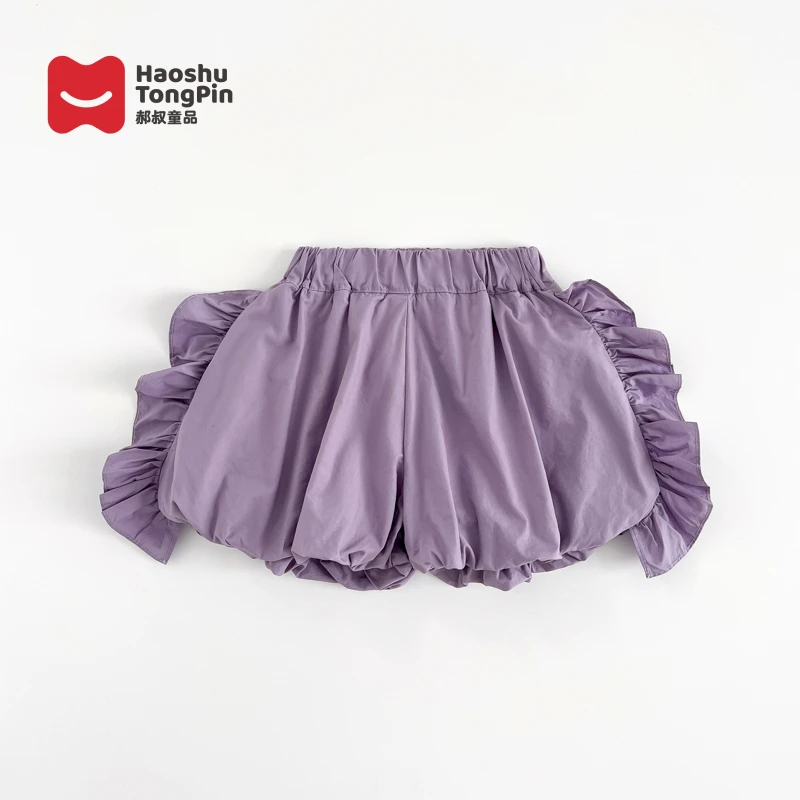 郝叔童品ZH42113女童花苞短裤2024新款儿童韩版时尚宝宝洋气裤子