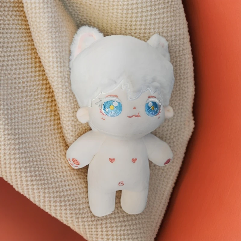 20厘米棉花娃娃白头发紫头发可爱男娃浮灰微瑕不带骨