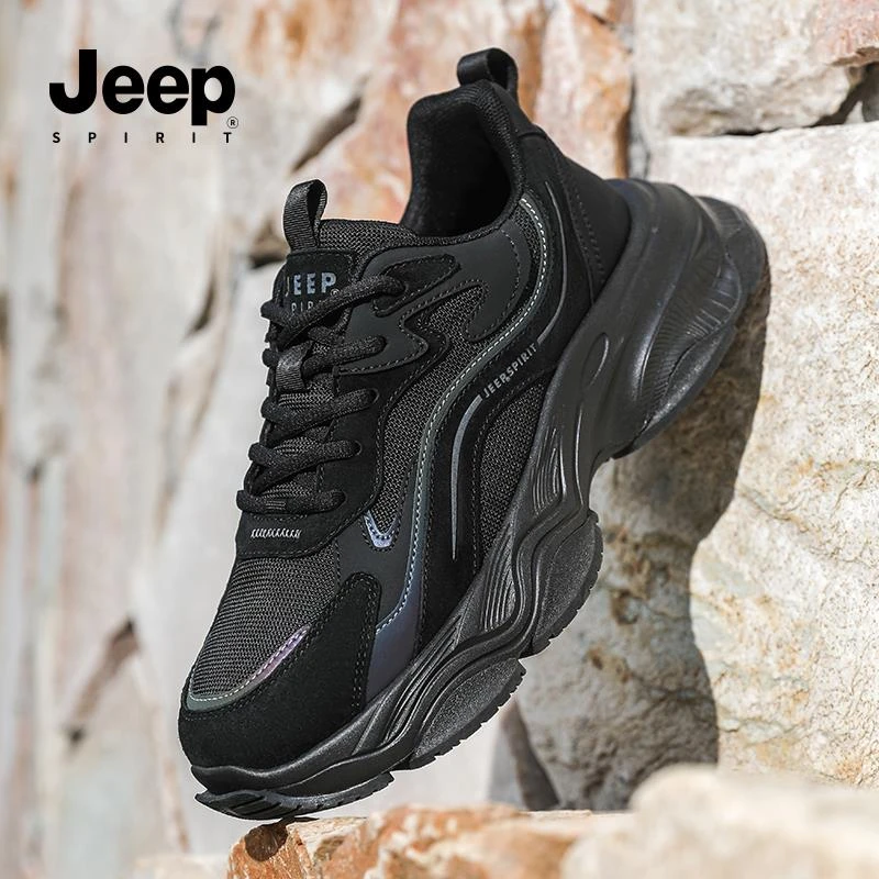 JEEPSPIRIT男鞋秋季户外休闲跑步耐磨厚底运动鞋百搭高颜值老爹鞋