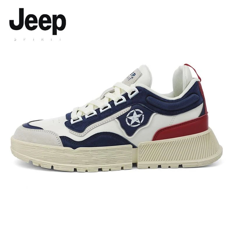 JEEPSPIRIT吉普板鞋春季新品运动厚底潮鞋增高男鞋爆火时尚星星鞋