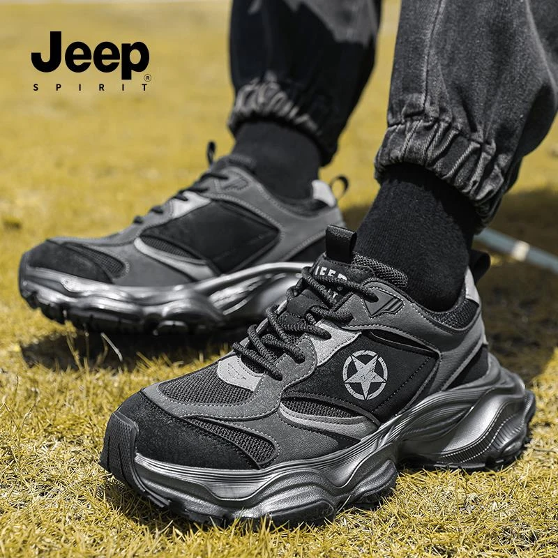 JEEPSPIRIT运动男鞋2025年夏季新款网面鞋透气百搭休闲跑步老爹鞋