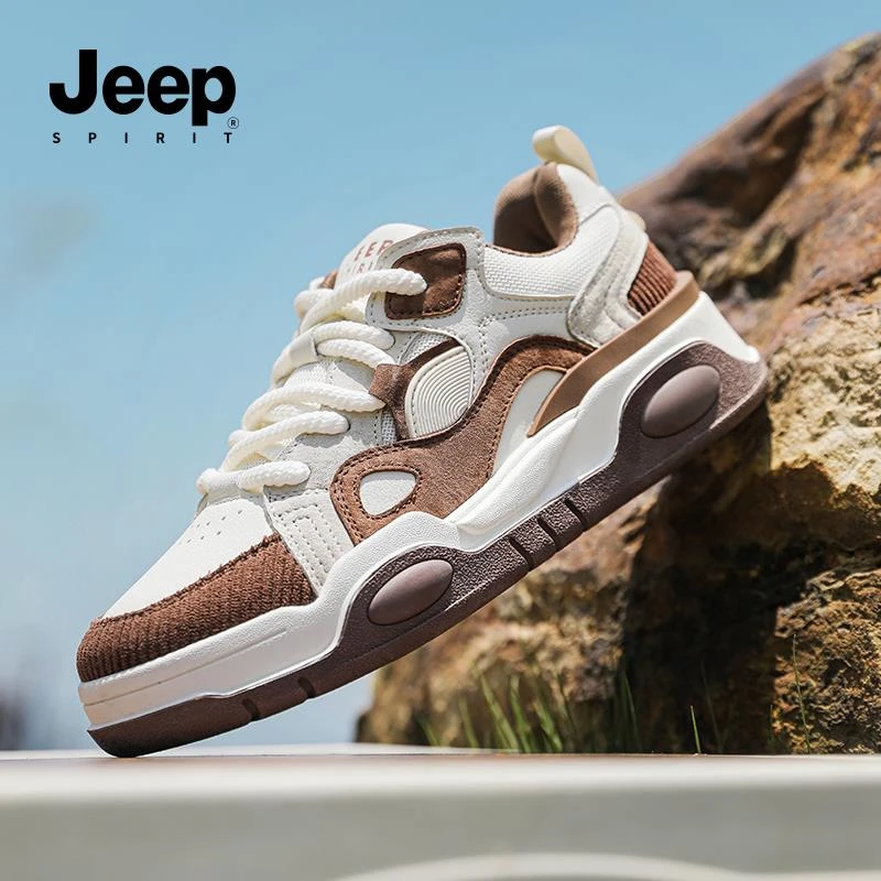 JEEPSPIRIT新款板鞋校园风青年鞋春秋季透气鞋男网面防滑鞋休闲鞋