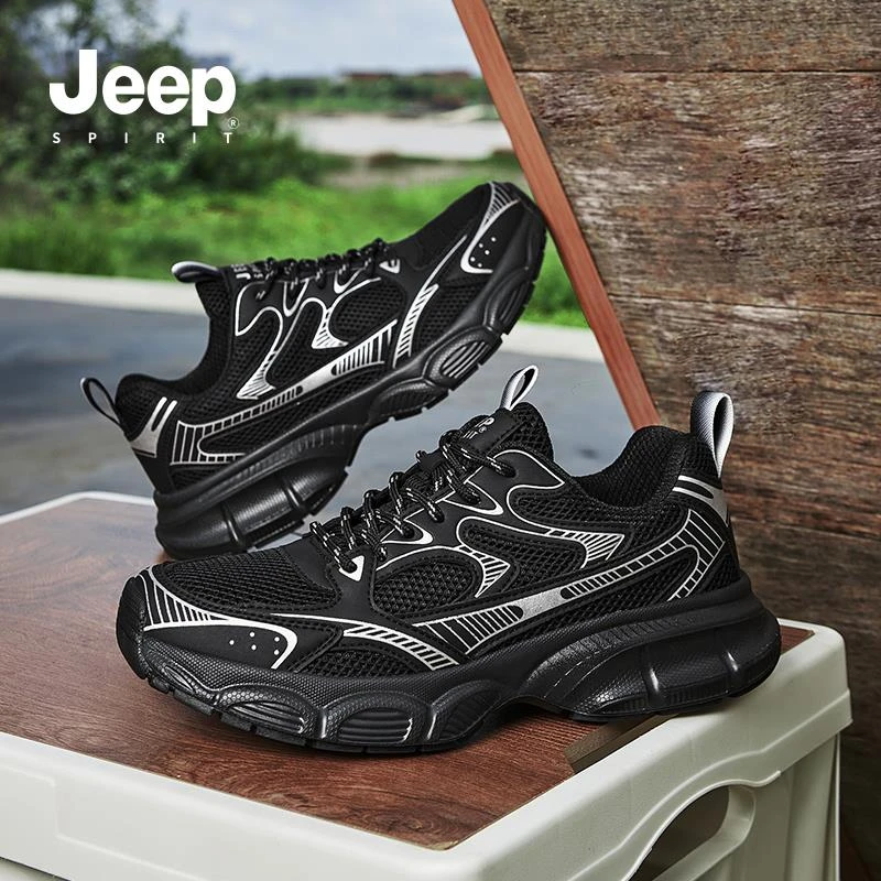 JEEPSPIRIT男士网鞋夏季透气鞋2025新款夏季大网眼镂空爸爸网面鞋