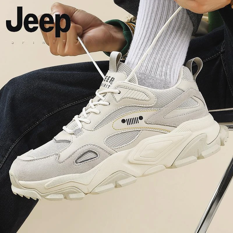 JEEPSPIRIT吉普老爹鞋2025春季新款复古潮流百搭运动厚底增高男鞋
