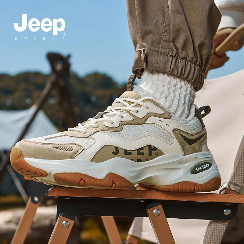JEEPSPIRIT吉普男鞋老爹鞋2025秋季新款厚底运动鞋男款复古跑步鞋